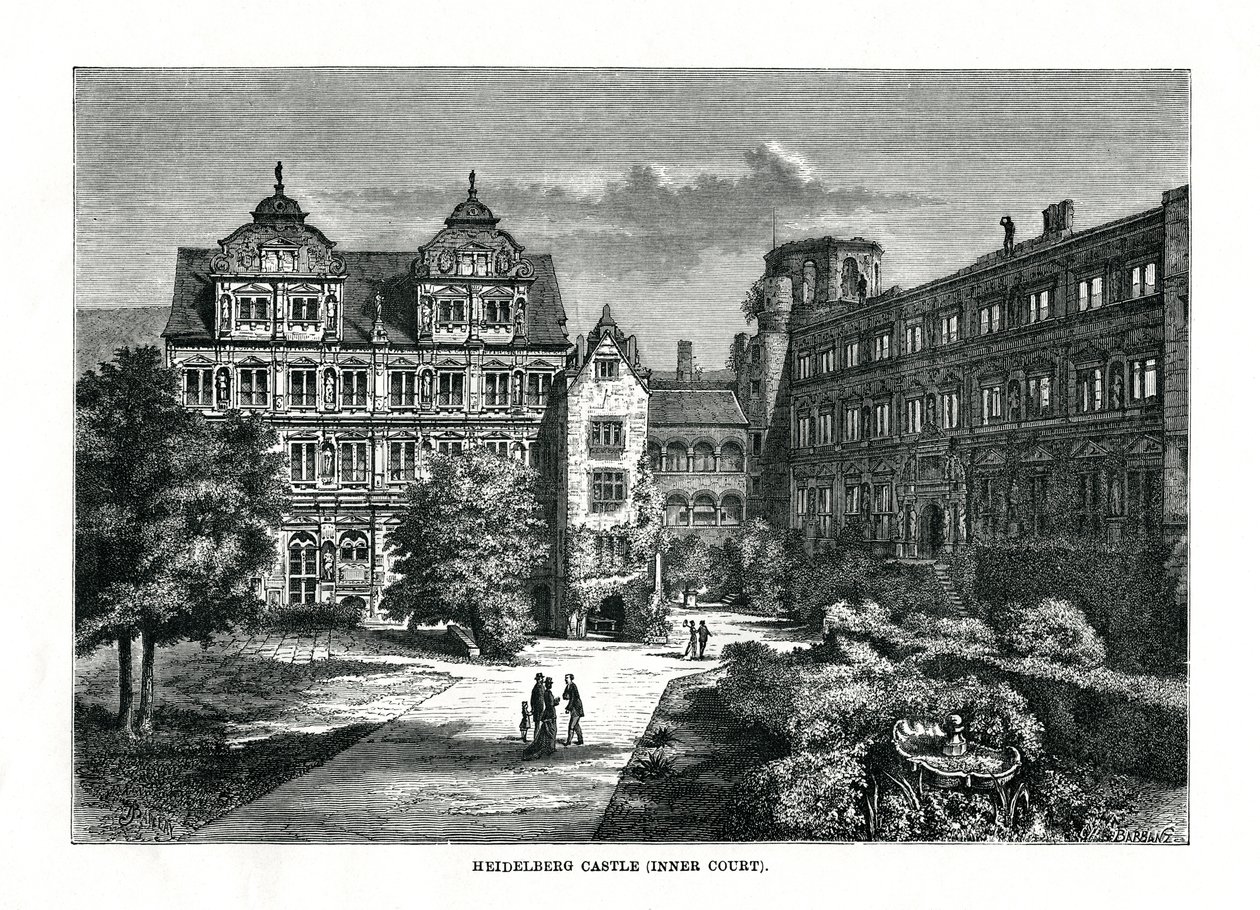 Zámek Heidelberg, Německo, 1879 od Charles Barbant