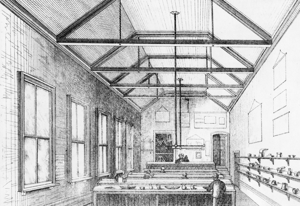 Chemická laboratoř, Dulwich College, cca 1870 (litografie) od Charles Barry