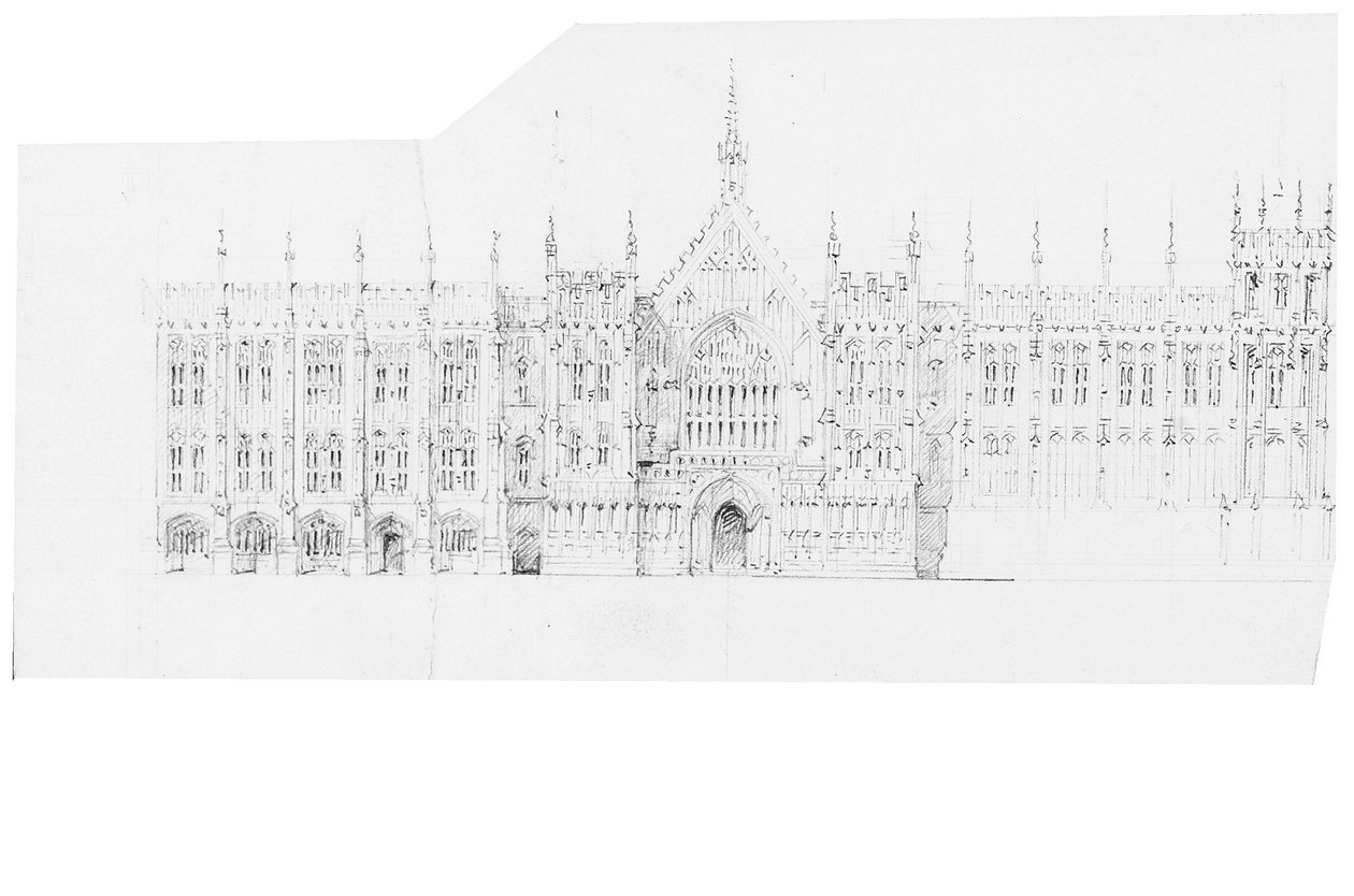 Kresba pro sněmovny parlamentu, cca 1836-40 (tužka na papíře) od Charles Barry