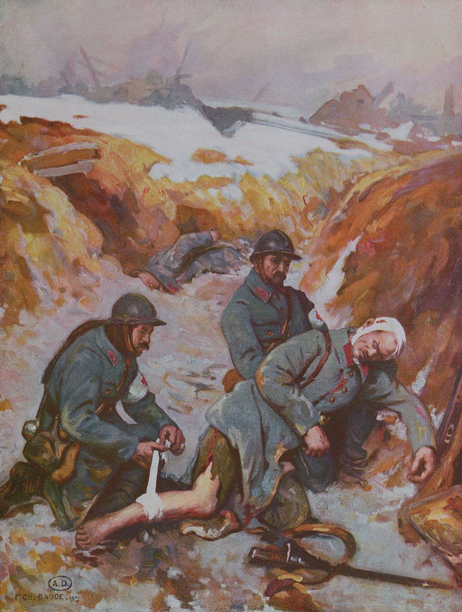 Zdravotní sestra Červeného kříže oblékala ránu během 1. světové války od Charles Baude
