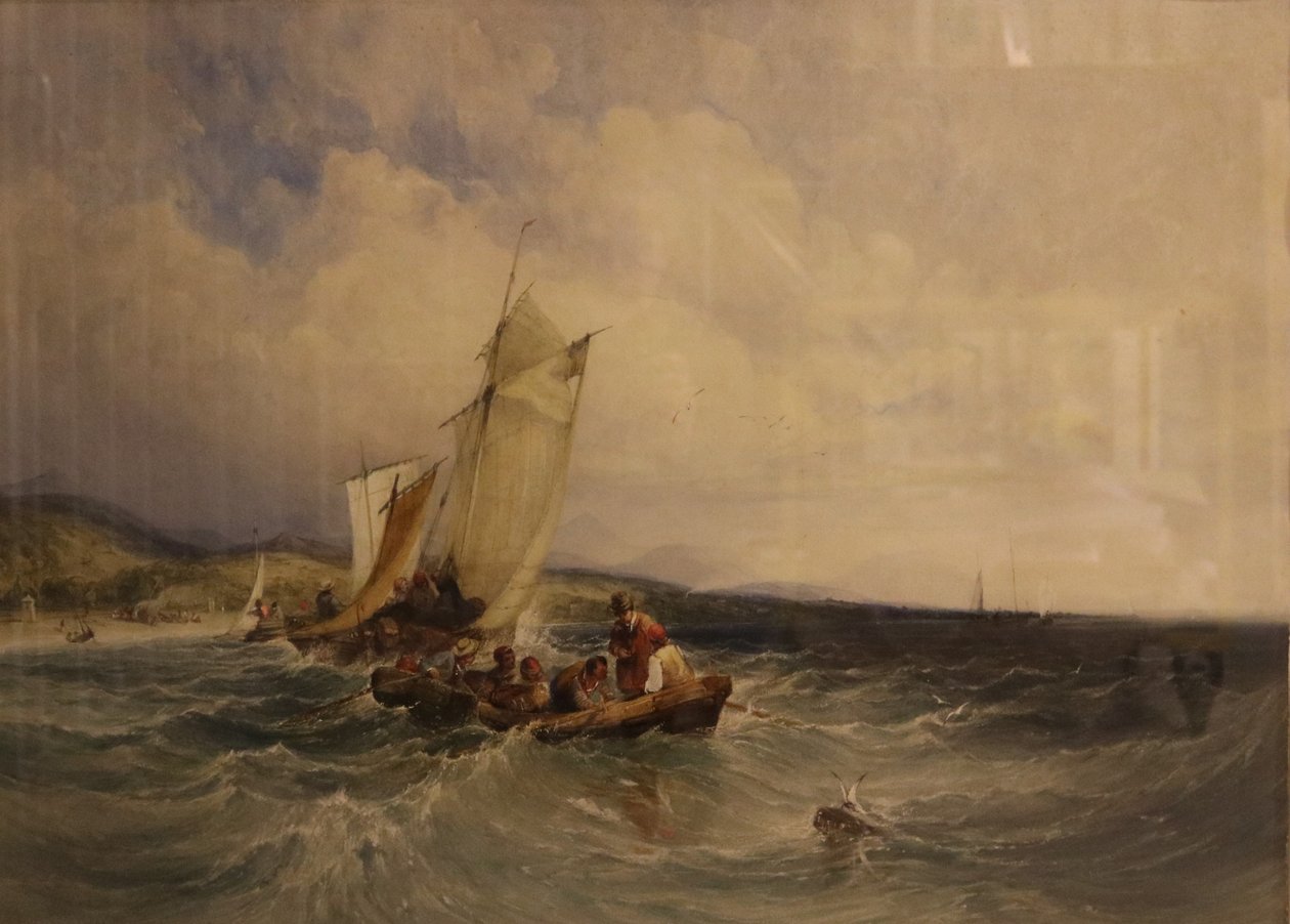 Wicklow Bay, asi 1840 (akvarel na papíře) od Charles Bentley