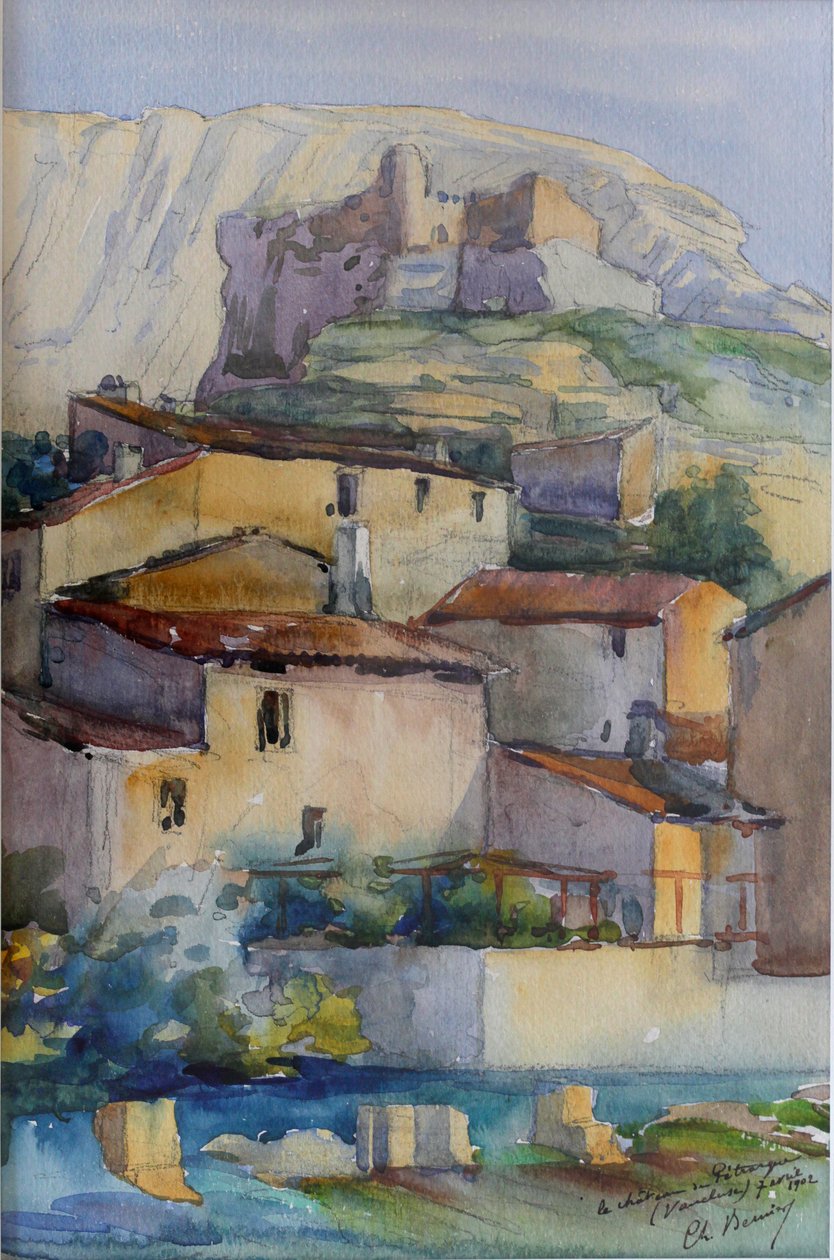 Hrad Petrarch - Vaucluse (akvarel) od Charles Bernier