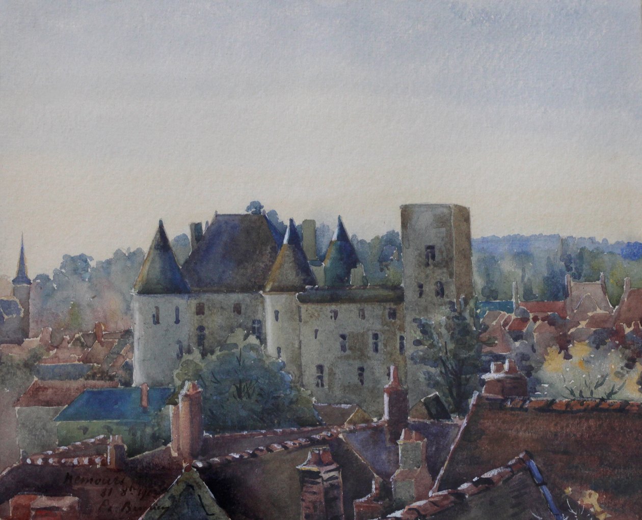 Hrad Nemours, kolem roku 1904 (akvarel) od Charles Bernier
