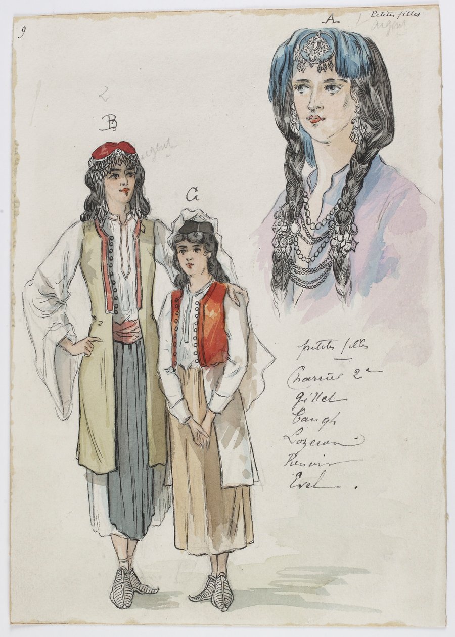 Holmès - Černá hora - kostýmy Charles Bianchini - 09. Děvčátka. Slečny Charrier 2e, Gillet, Taugh, Lozeran, Renoir, Evel od Charles Bianchini