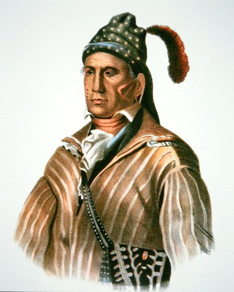 Menawa, náčelník lidu Creek, z obrazu z roku 1826 (barevné lito) od Charles Bird (after) King