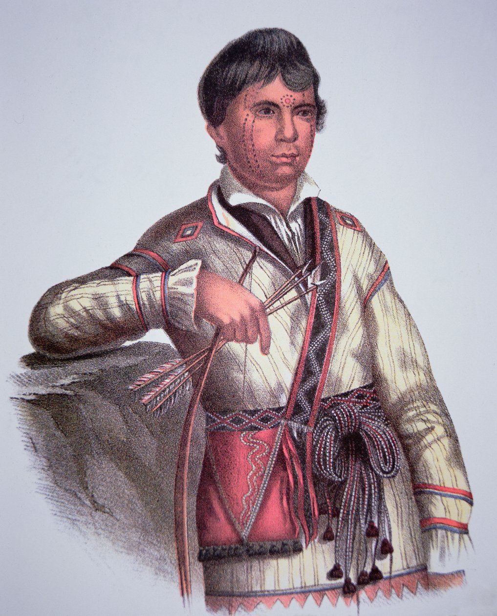Mistippee, syn Yoholo-Micco, náčelníka Creek People, z malby z roku 1826 (barevné lito) od Charles Bird (after) King