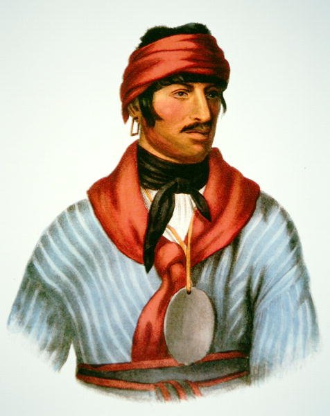 Selocta, náčelník lidu Creek, z obrazu z roku 1825 (barevné lito) od Charles Bird (after) King