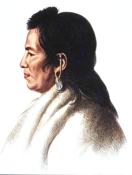 Shahaka (Velká bílá) náčelník lidu Mandan (barva litho) od Charles Bird (after) King