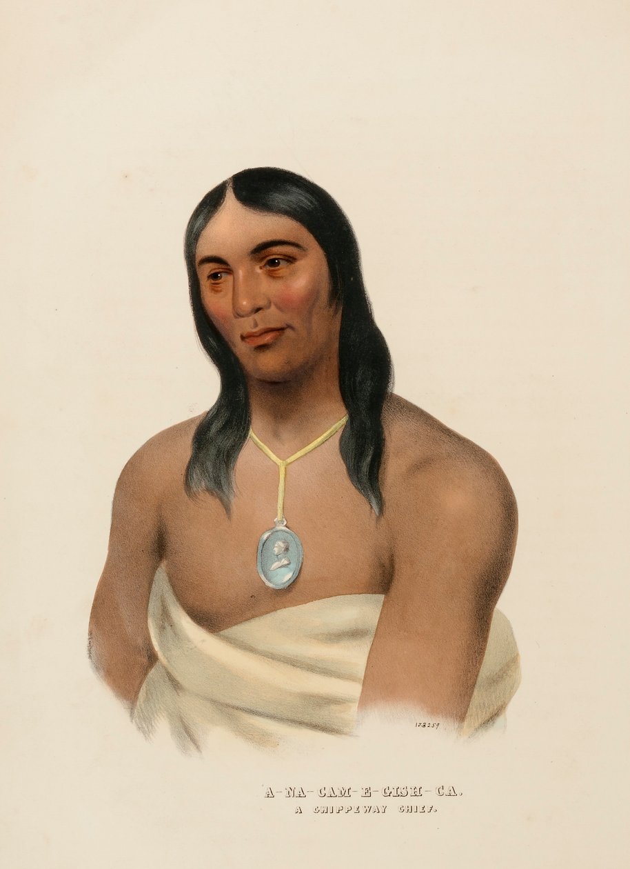 A-NA-CAM-E-GISH-CA. A CHIPPEWA CHIEF., z knihy Dějiny indiánských kmenů Severní Ameriky. od Charles Bird King