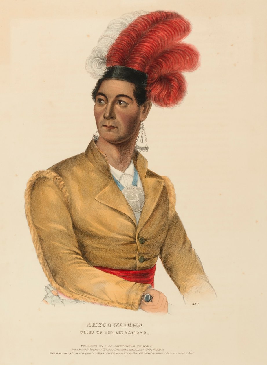 AHYOUWAIGHS. VŮDCE ŠESTI NÁRODŮ, z knihy Dějiny indiánských kmenů Severní Ameriky. od Charles Bird King