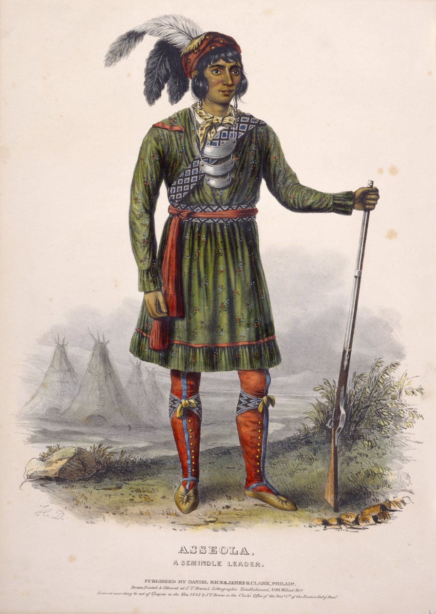 ASSEOLA, SEMINOLE LEADER., z knihy Dějiny indiánských kmenů Severní Ameriky od Charles Bird King