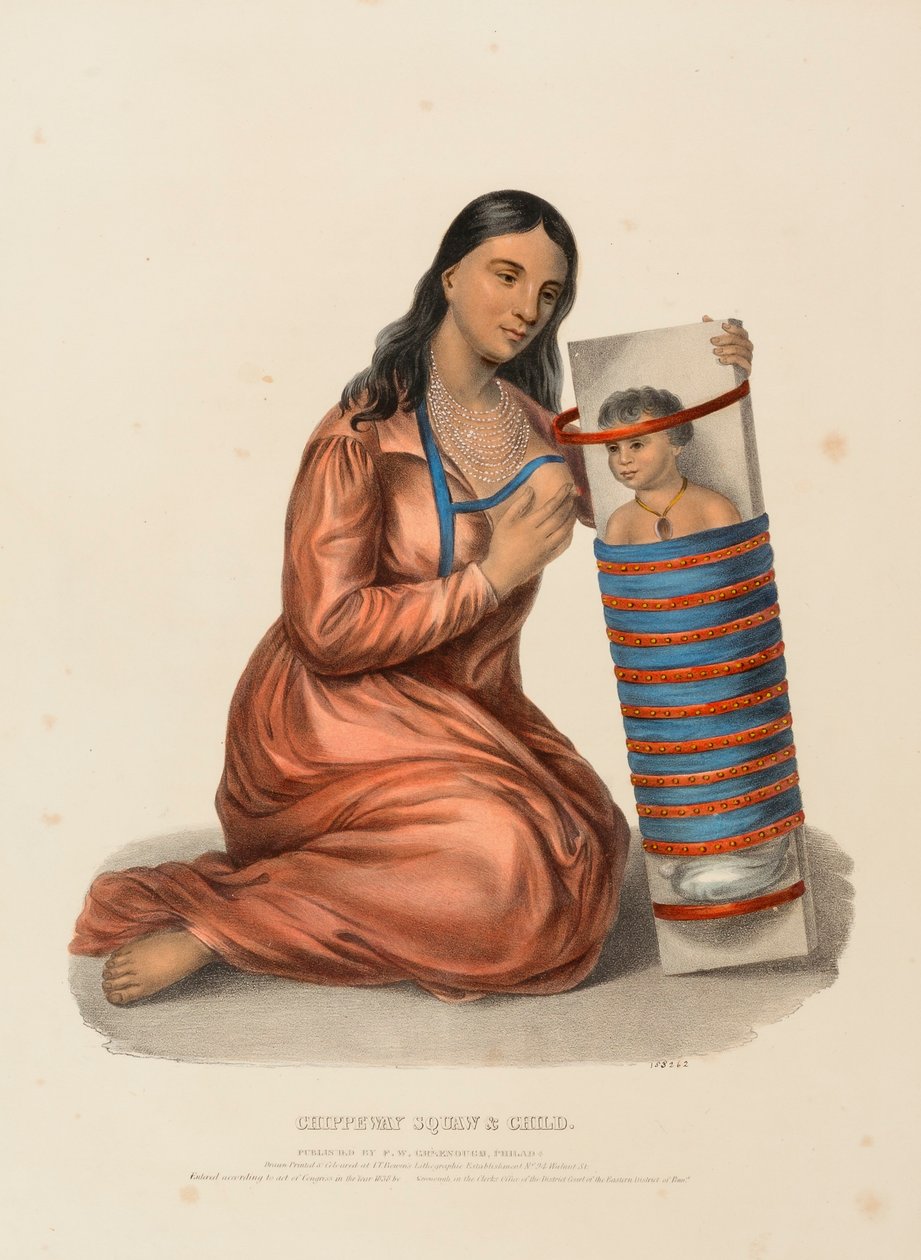 CHIPPEWAY WOMAN  CHILD, z knihy Dějiny indiánských kmenů Severní Ameriky od Charles Bird King