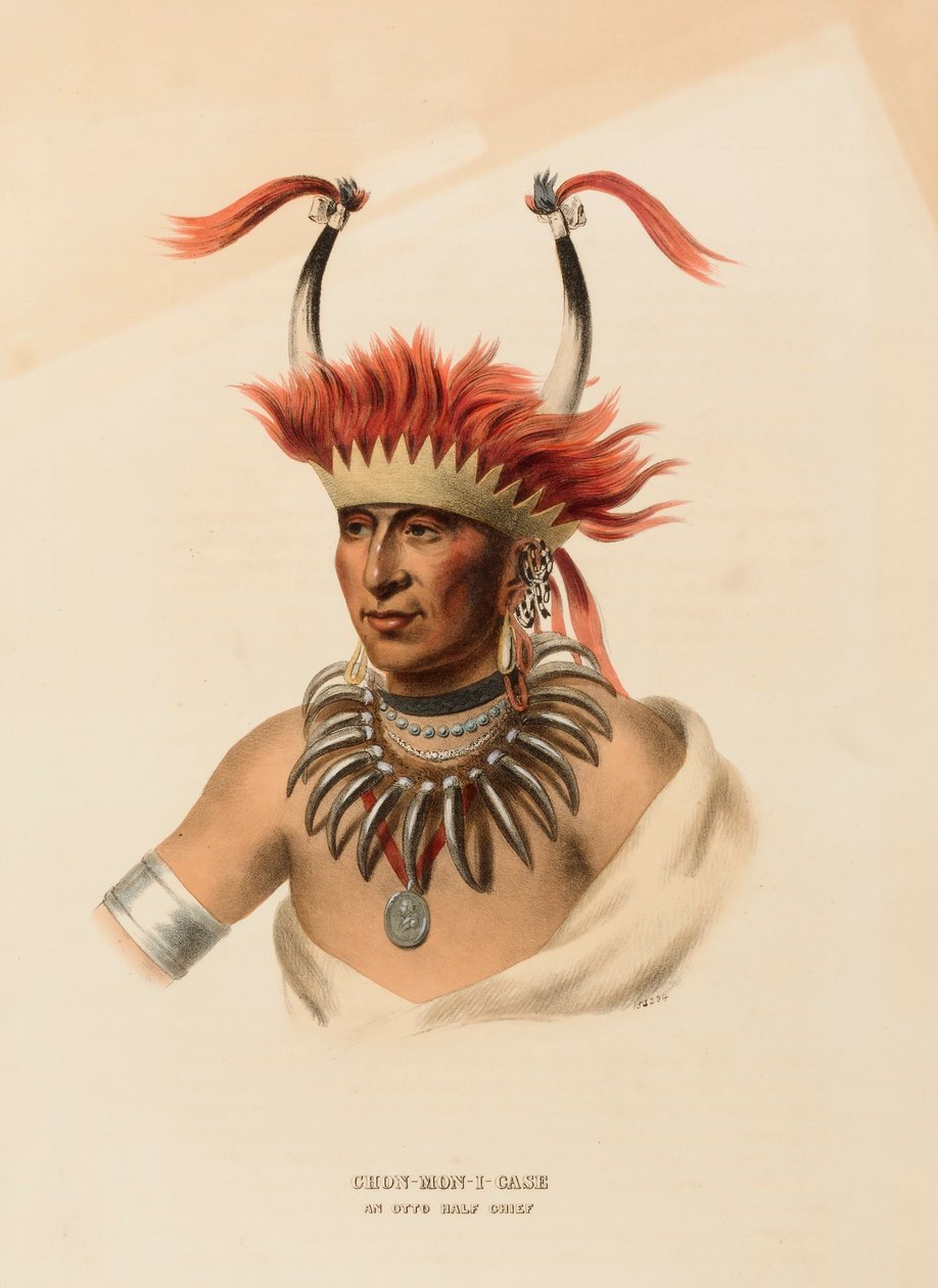 CHON-MON-I-CASE. OTTO HALF CHIEF, z knihy Dějiny indiánských kmenů Severní Ameriky od Charles Bird King