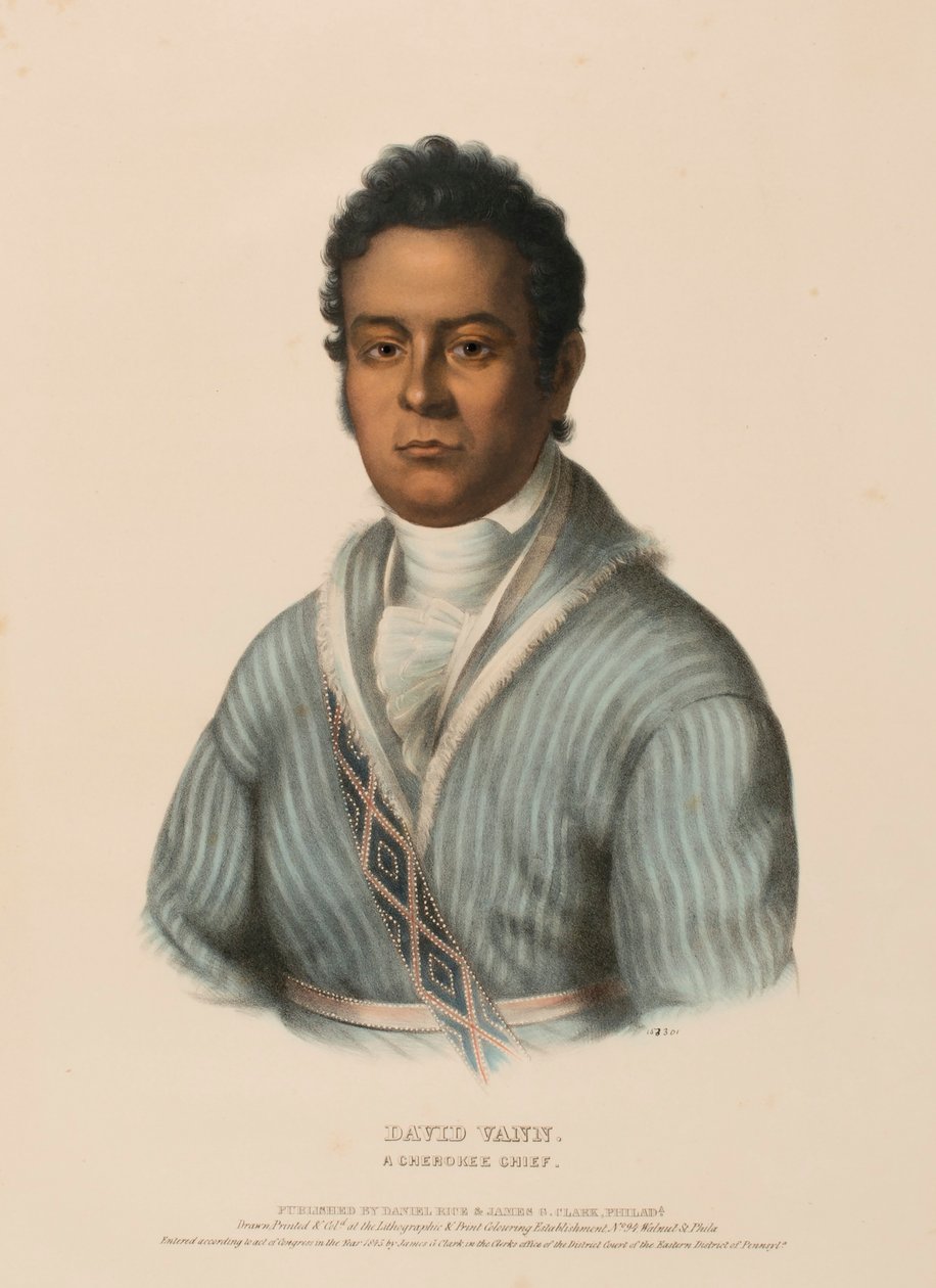 DAVID VANN. A CHIEF CHEROKEE., z knihy Dějiny indiánských kmenů Severní Ameriky. od Charles Bird King