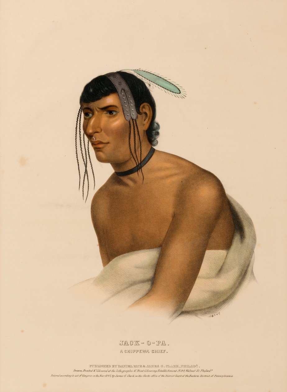 JACK-O-PA. A CHIPPEWA CHIEF., z knihy Dějiny indiánských kmenů Severní Ameriky. od Charles Bird King