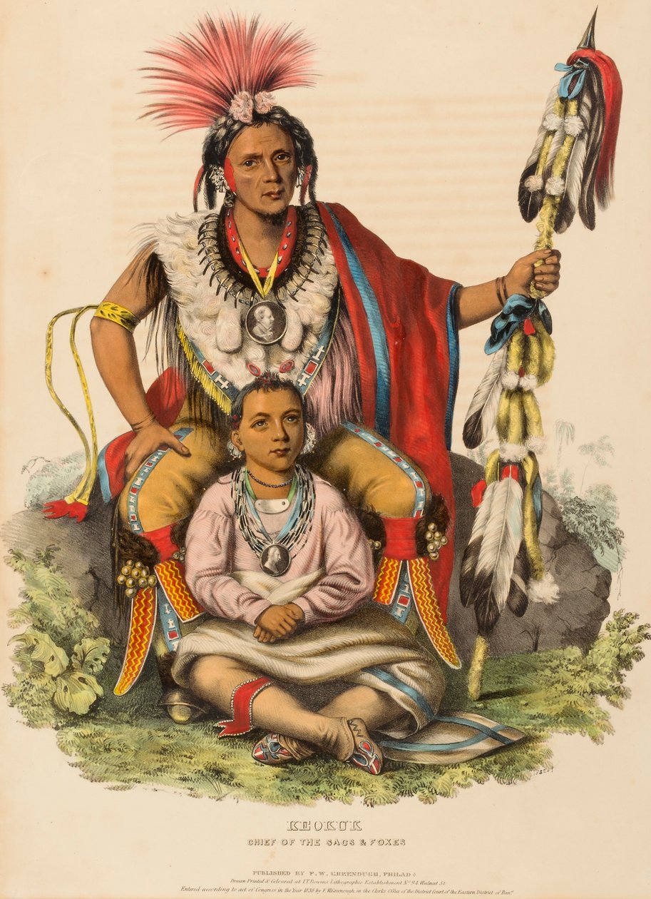 KEOKUK. Z knihy Dějiny indiánských kmenů Severní Ameriky. od Charles Bird King
