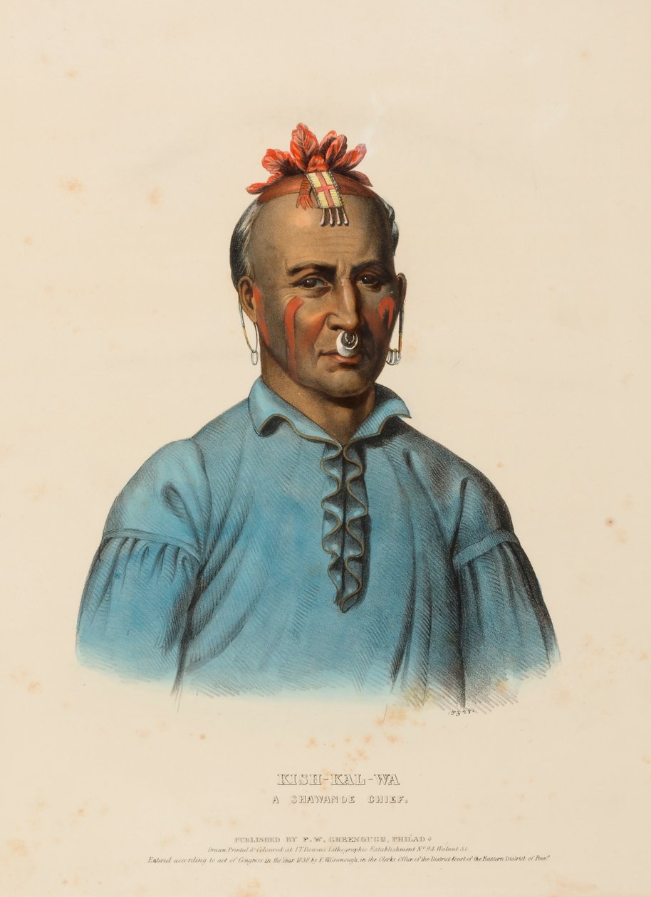 KISH-KAL-WA. A SHAWANOE CHIEF., z knihy Dějiny indiánských kmenů Severní Ameriky. od Charles Bird King