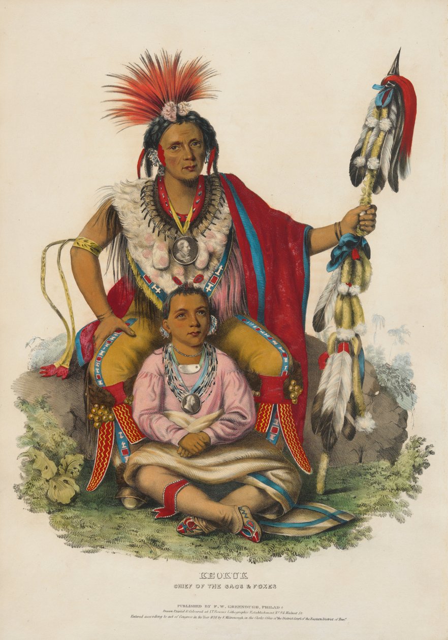 Keokuk – náčelník kmenů Saců a Foxů od Charles Bird King