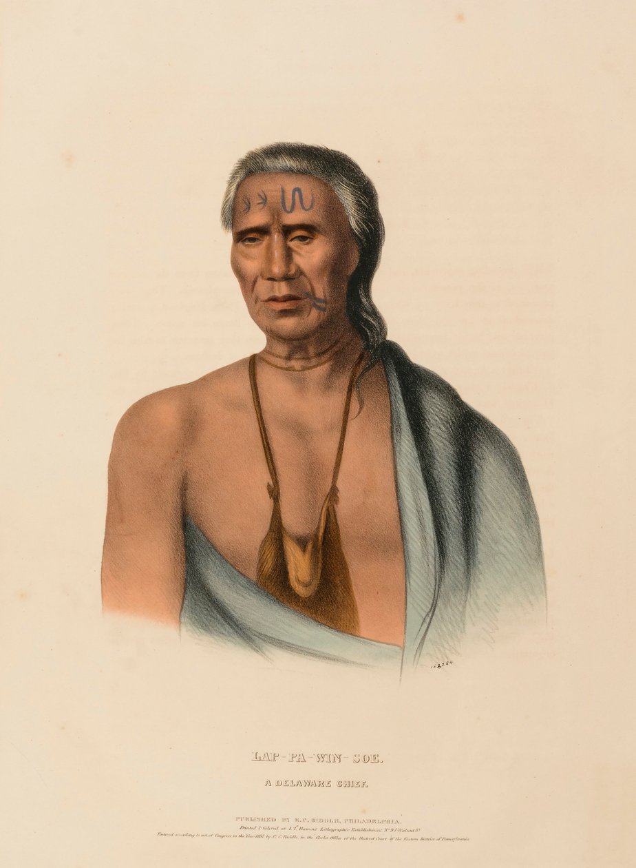 LAP-PA-WIN-SOE. DELAWARE CHIEF., z knihy Dějiny indiánských kmenů Severní Ameriky. od Charles Bird King