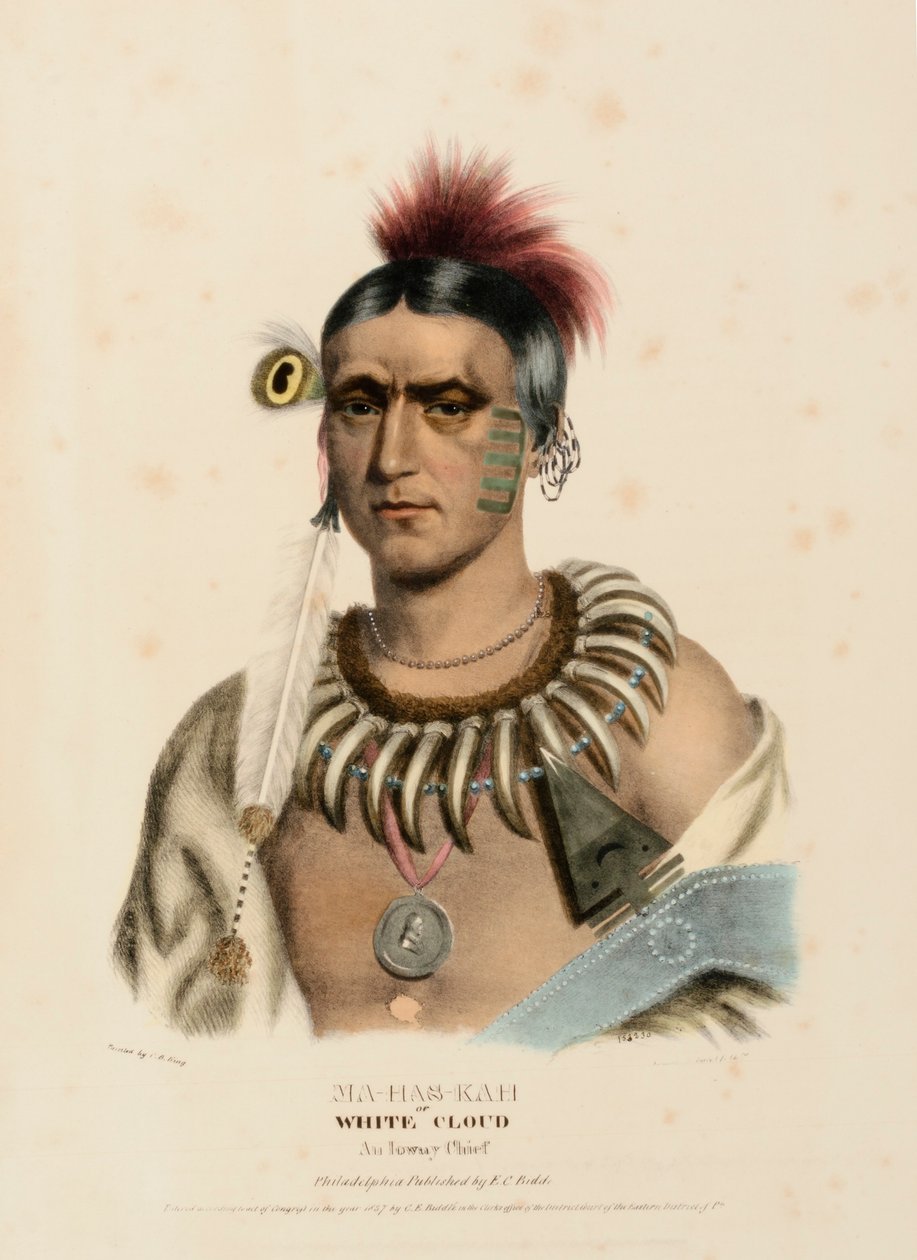 MA-HAS-KAH, z knihy Dějiny indiánských kmenů Severní Ameriky od Charles Bird King