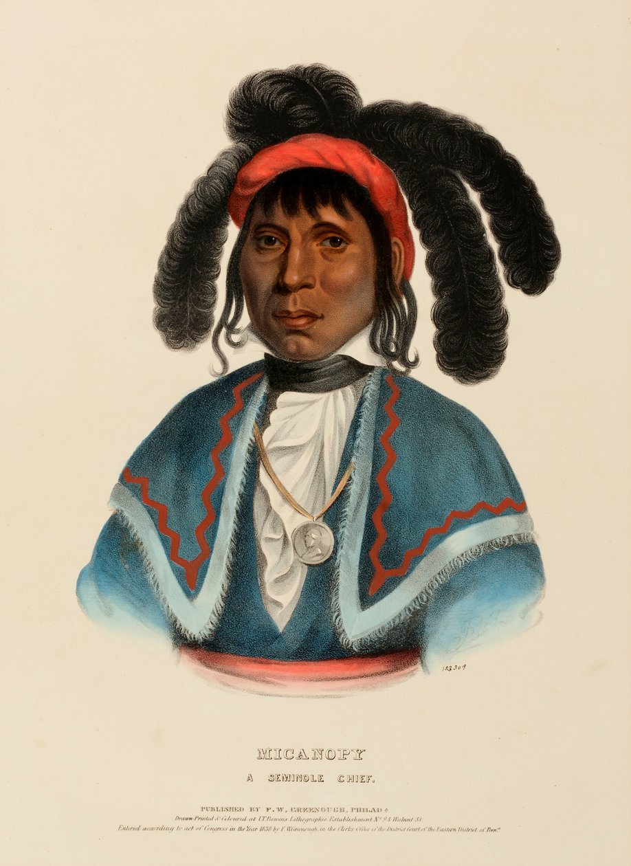 MIKANOPIE. A SEMINOLE CHIEF., z knihy Dějiny indiánských kmenů Severní Ameriky. od Charles Bird King