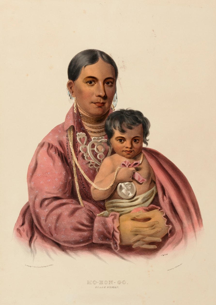 MO-HON-GO. OSAGE WOMAN., z knihy Dějiny indiánských kmenů Severní Ameriky od Charles Bird King