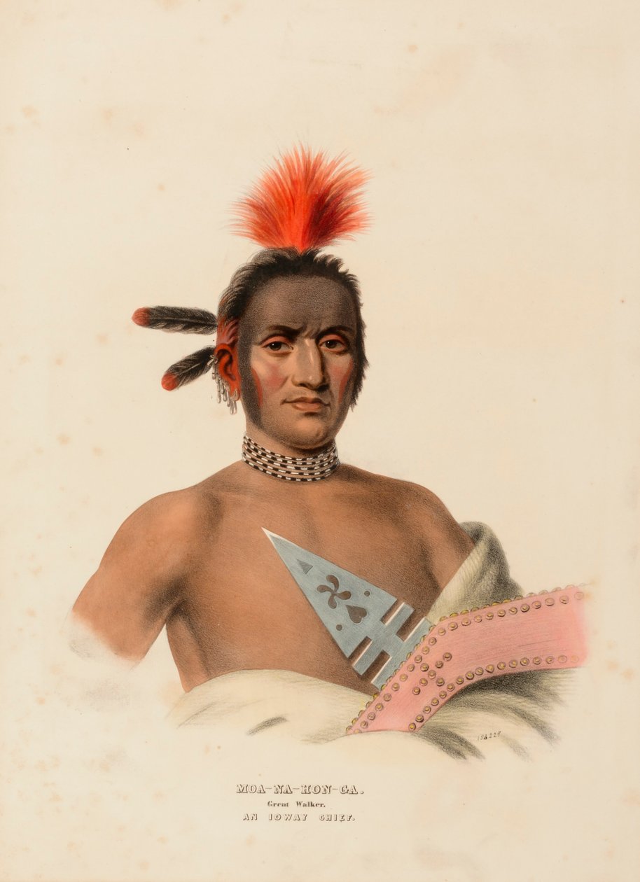 MOA-NA-HON-GA. VELKÝ CHODEC. IOWAY CHIEF., z knihy Dějiny indiánských kmenů Severní Ameriky. od Charles Bird King