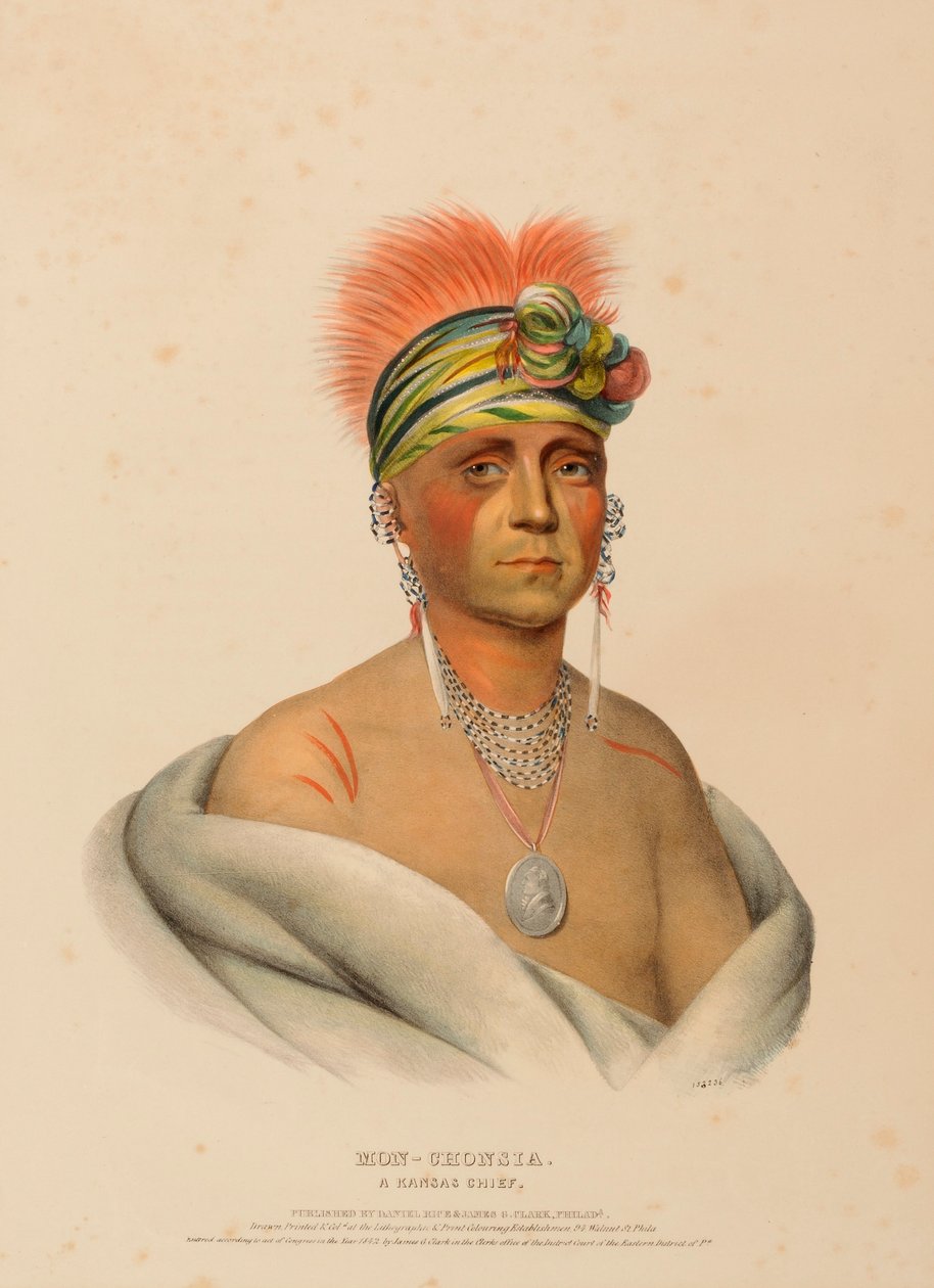 MON-CHONSIA. A KANSAS CHIEF., z knihy Historie indiánských kmenů Severní Ameriky od Charles Bird King