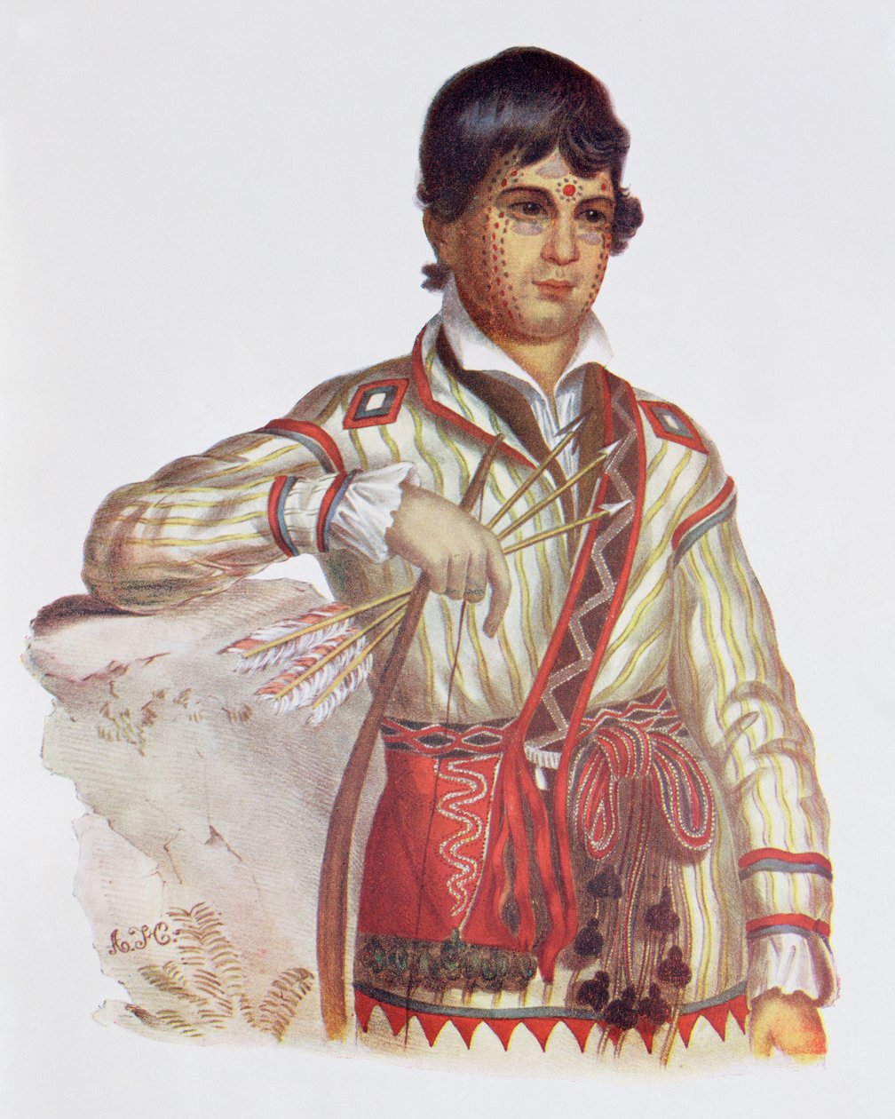 Mistipee, syn Yoholo-Micco, ilustrace z knihy "The Indian Tribes of North America, Vol.2", Thomas L. McKenney a James Hall, vyd. John Grant (barevná litografie) od Charles Bird King
