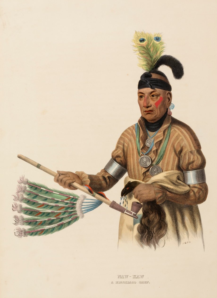 NAW-KAW. A WINNEBAGO CHIEF., z knihy Dějiny indiánských kmenů Severní Ameriky. od Charles Bird King
