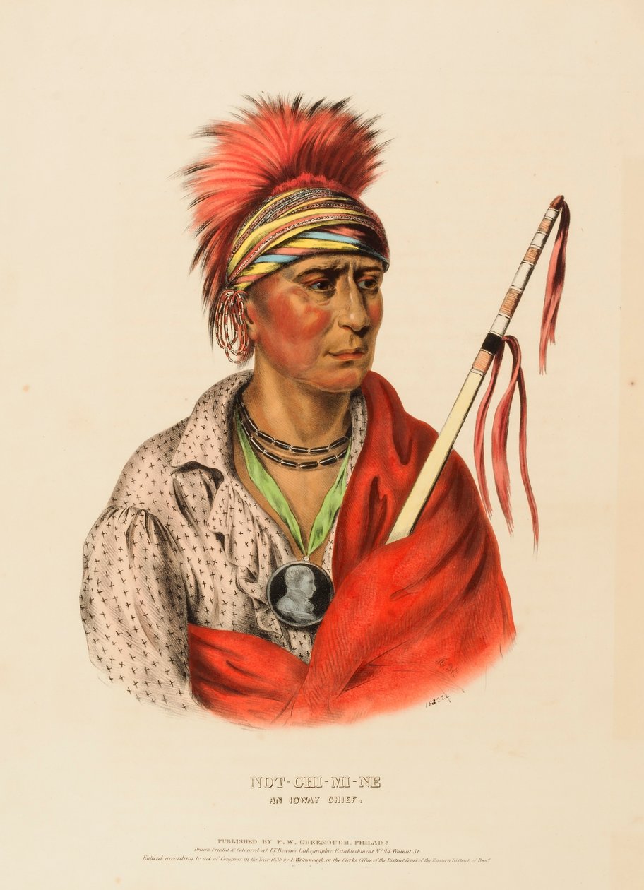 NOT-CHI-MI-NE. AN IOWAY CHIEF., z knihy Dějiny indiánských kmenů Severní Ameriky. od Charles Bird King