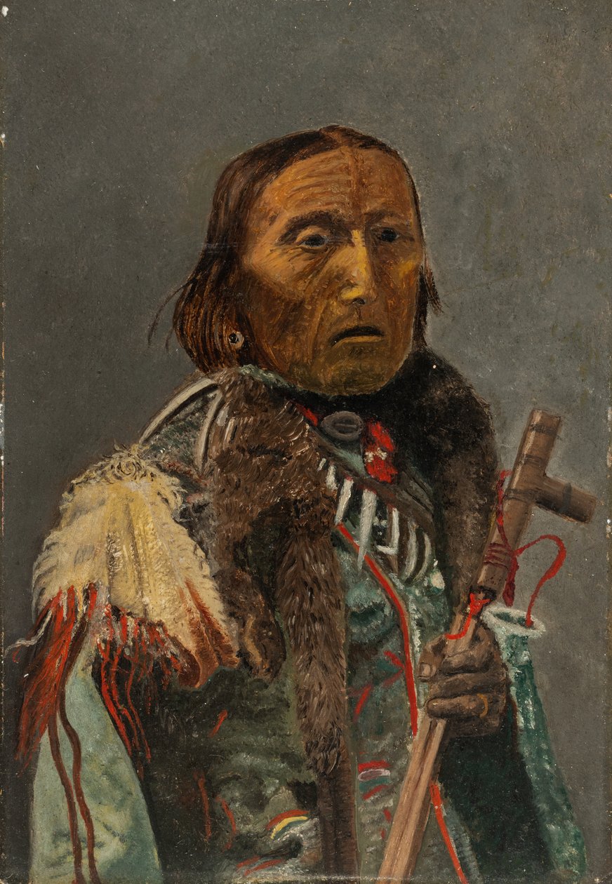 Indián s dýmkou míru (olej na kartonu) od Charles Bird King