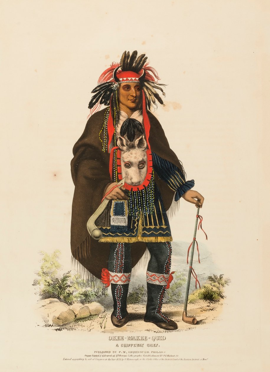 OKEE-MAKEE-QUID. CHIPPEWAY CHIEF., z knihy Dějiny indiánských kmenů Severní Ameriky. od Charles Bird King