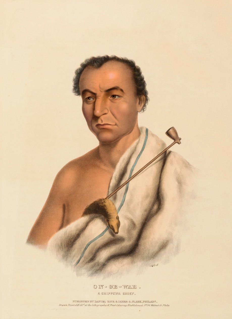 ON-GE-WAE. A CHIPPEWA CHIEF., z knihy Dějiny indiánských kmenů Severní Ameriky. od Charles Bird King