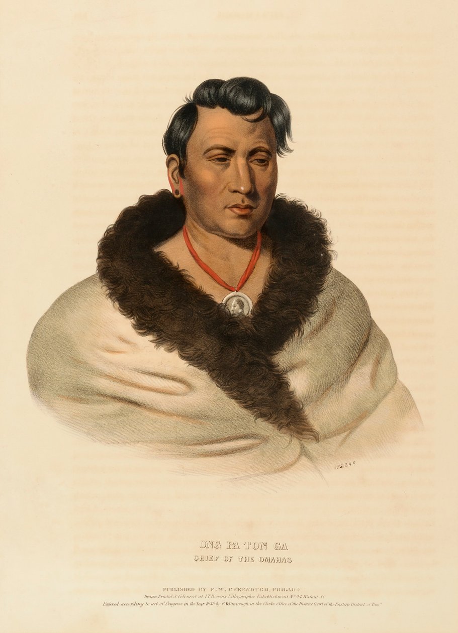 ONG PA TON GA. CHIEF OF THE OMAHAS., z knihy Dějiny indiánských kmenů Severní Ameriky. od Charles Bird King