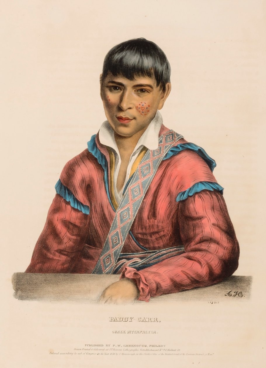 PADDY-CARR. CREEK INTERPRETER., z knihy Dějiny indiánských kmenů Severní Ameriky od Charles Bird King