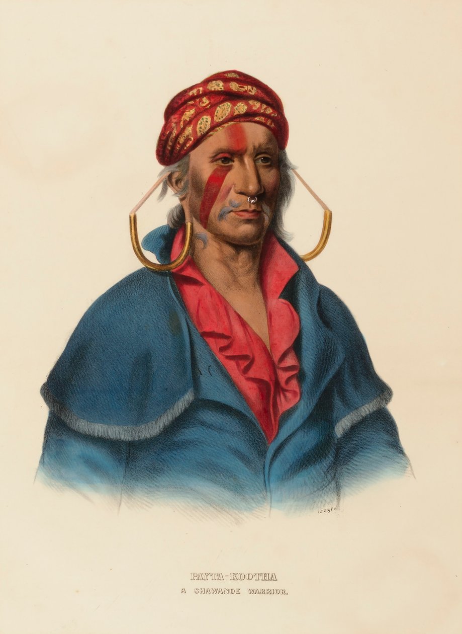 PAYTA-KOOTHA. A SHAWANOE WARRIOR., z knihy Historie indiánských kmenů Severní Ameriky od Charles Bird King