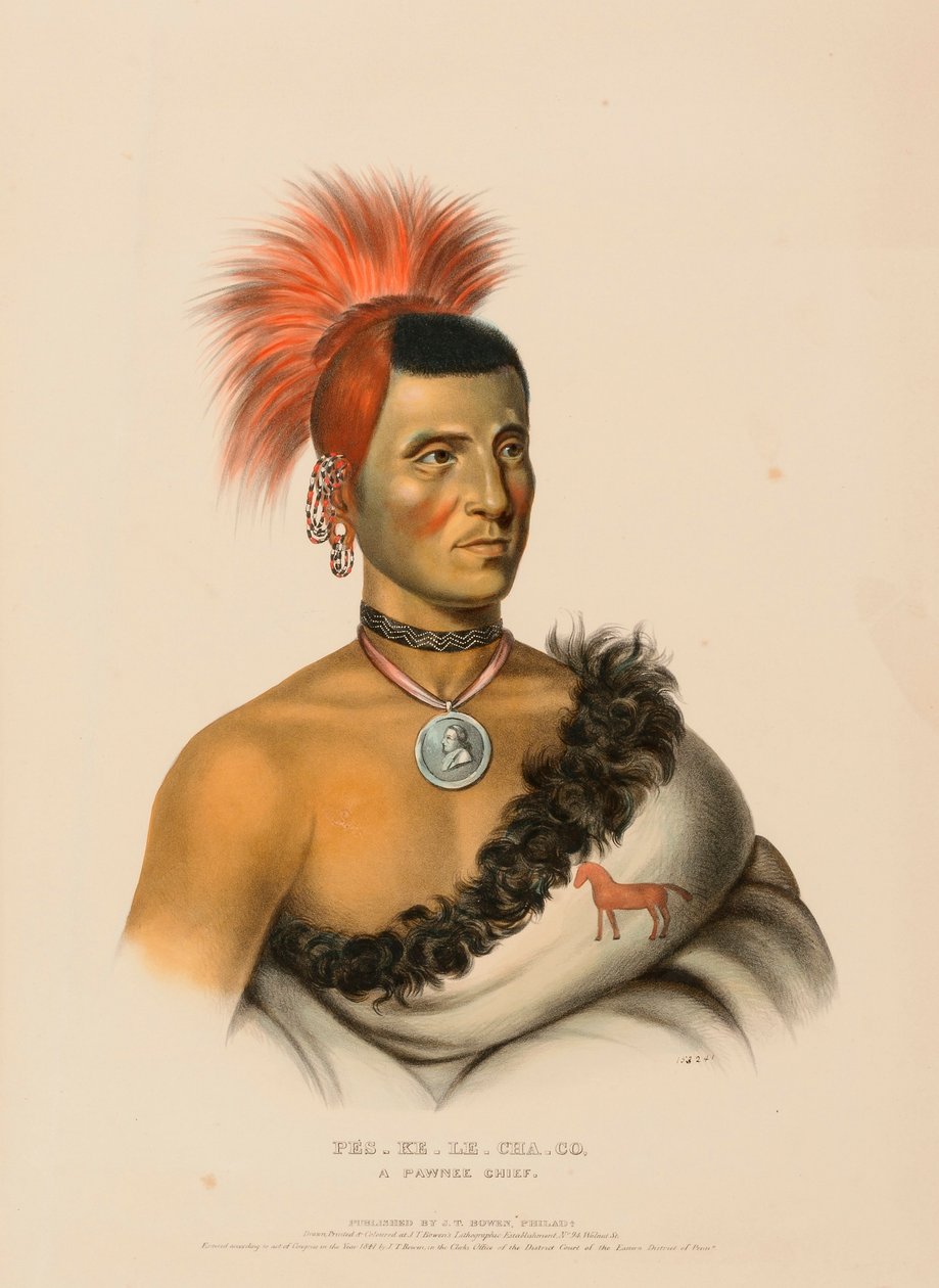 PES-KE-LE-CHA-CO, PAWNEE CHIEF., z knihy Dějiny indiánských kmenů Severní Ameriky. od Charles Bird King
