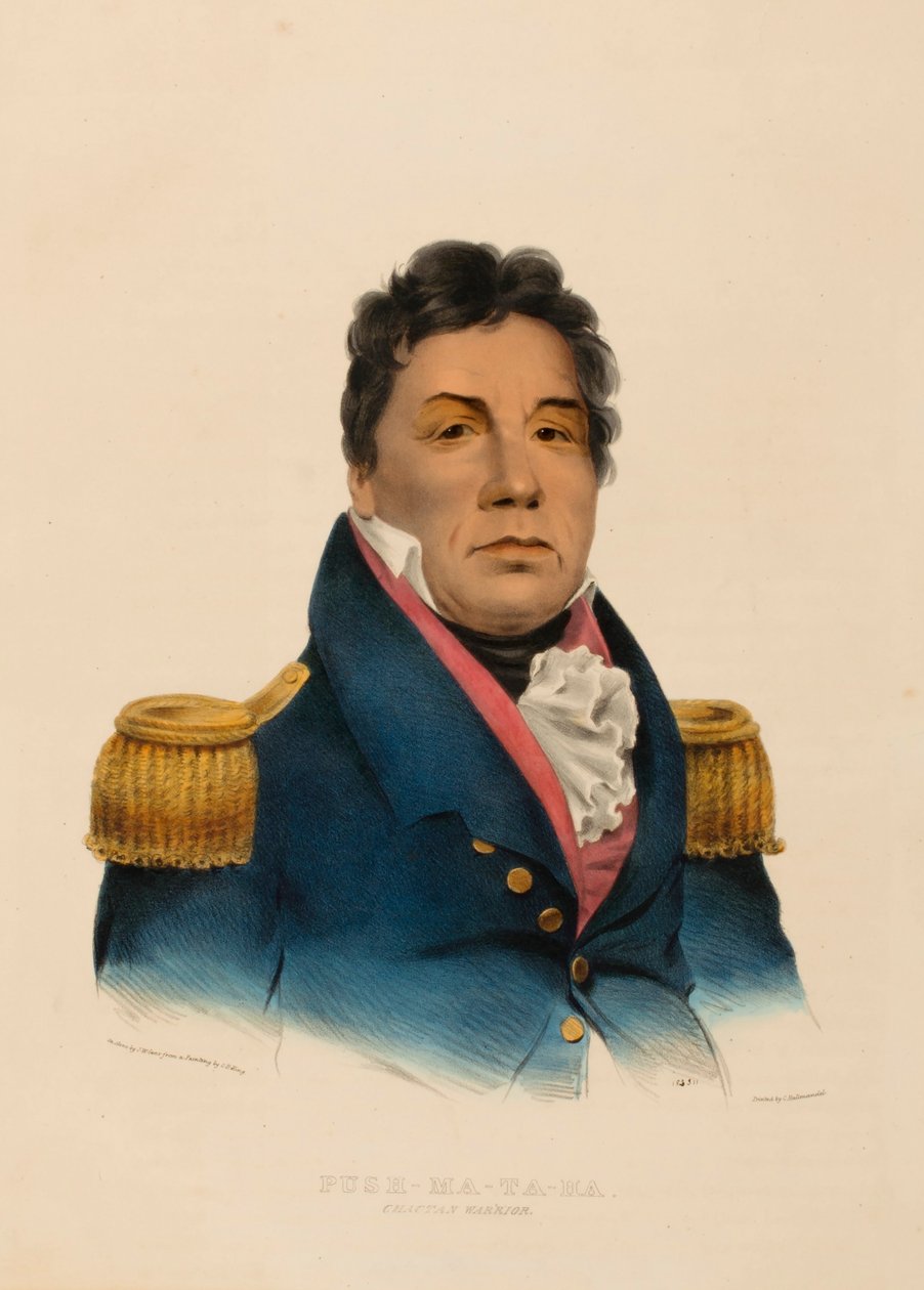 PUSH-MA-TA-HA. CHACTAN WARRIOR, z knihy Dějiny indiánských kmenů Severní Ameriky od Charles Bird King
