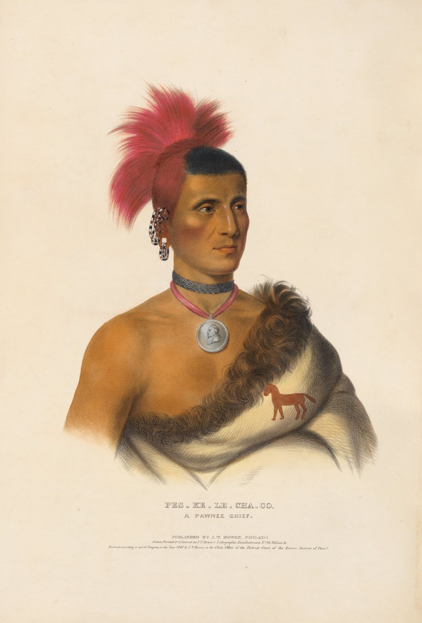 Pes-ke-le-cha-co - Náčelník kmene Pawnee od Charles Bird King