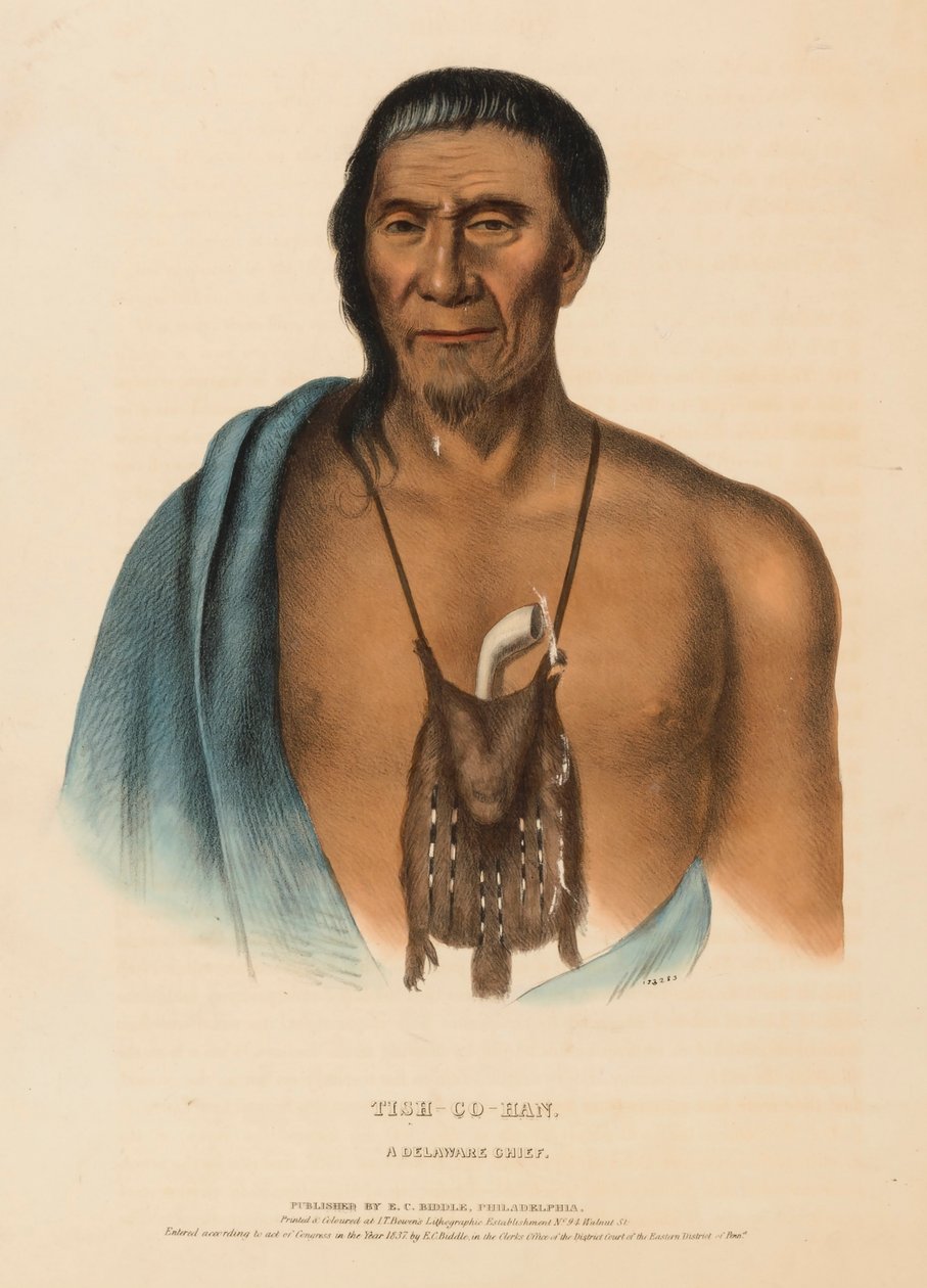 TISH-CO-HAN. DELAWARE CHIEF., z knihy Dějiny indiánských kmenů Severní Ameriky. od Charles Bird King