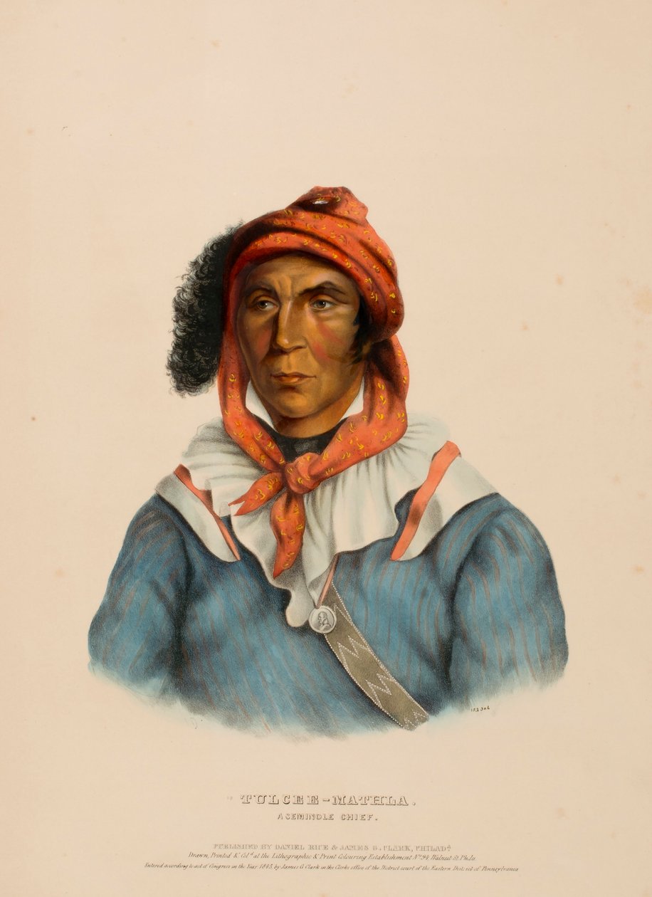 TULCEE-MATHLA. A SEMINOLE CHIEF., z knihy Dějiny indiánských kmenů Severní Ameriky. od Charles Bird King