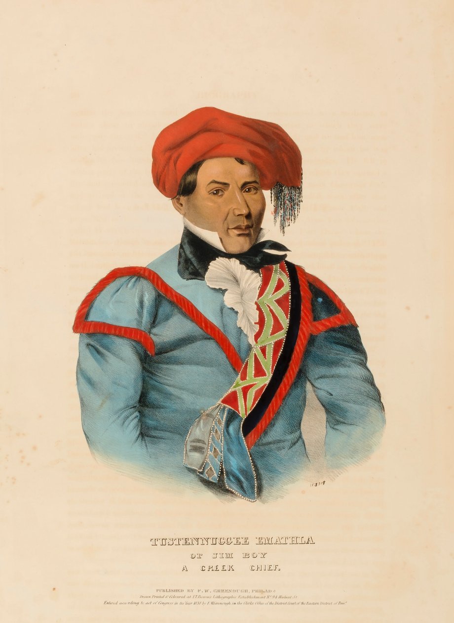 TUSTENNUGGEE EMATHLA, z knihy Dějiny indiánských kmenů Severní Ameriky od Charles Bird King