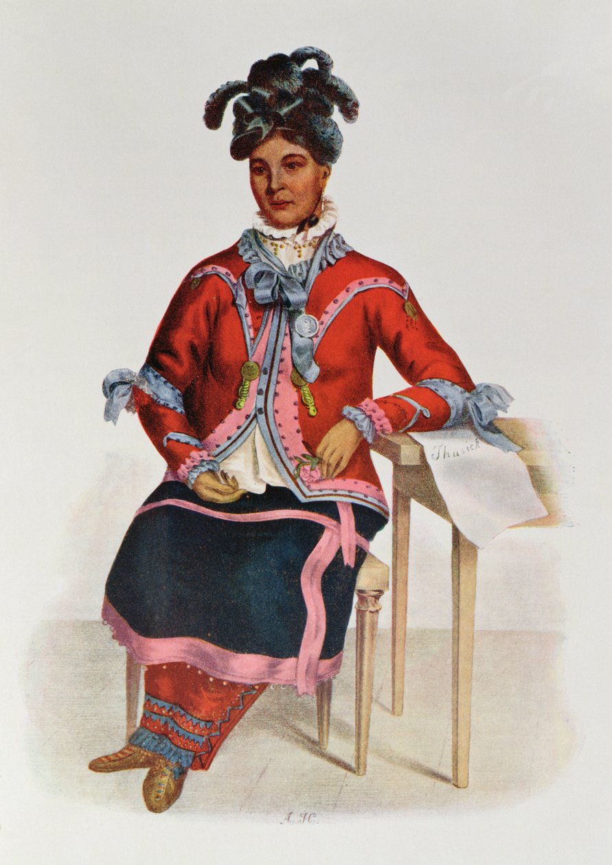 Tshusik, a Chippeway Woman, 1827, ilustrace z 