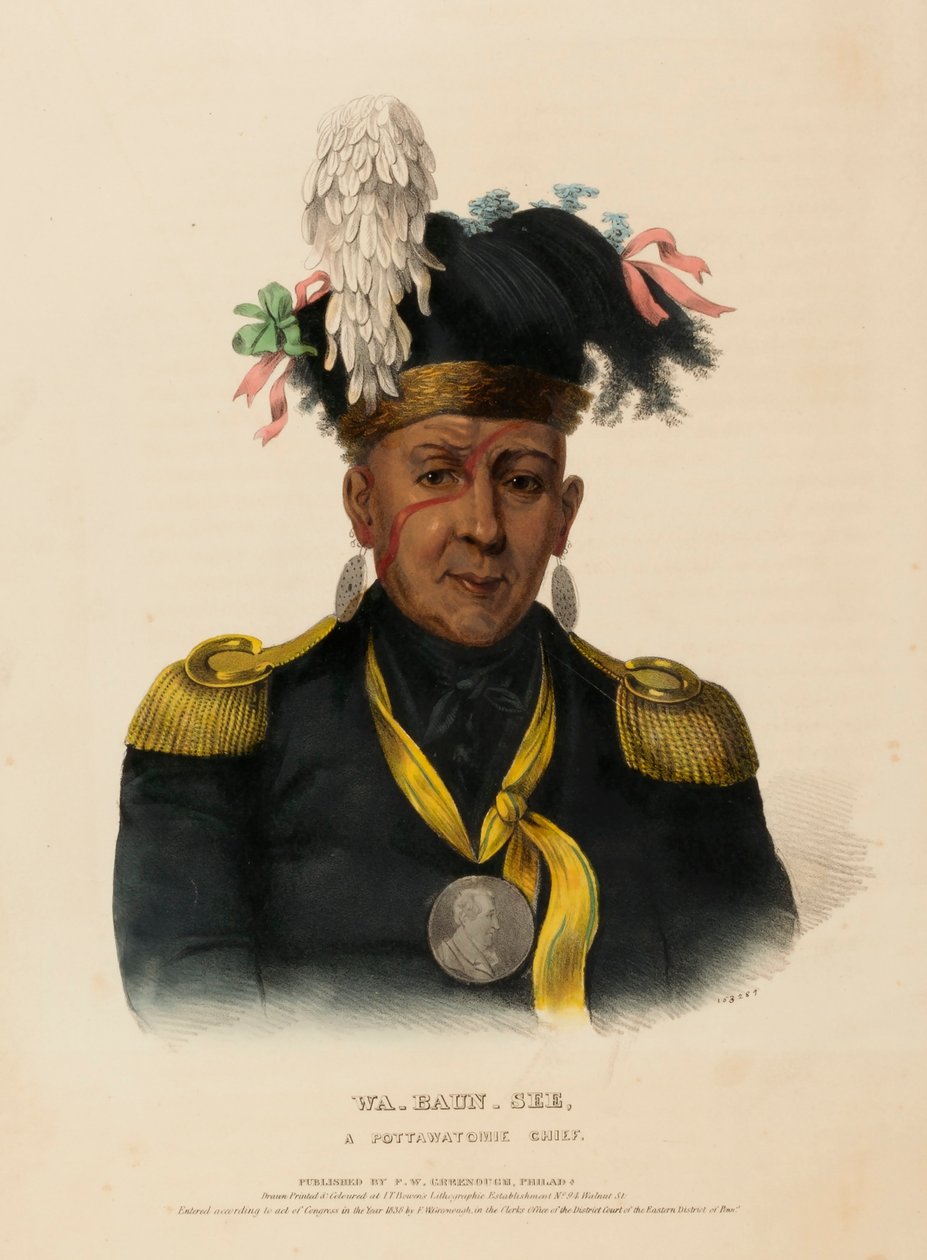 WA-BAUN-SEE, POTTAWATOMIE CHIEF, z knihy Dějiny indiánských kmenů Severní Ameriky od Charles Bird King