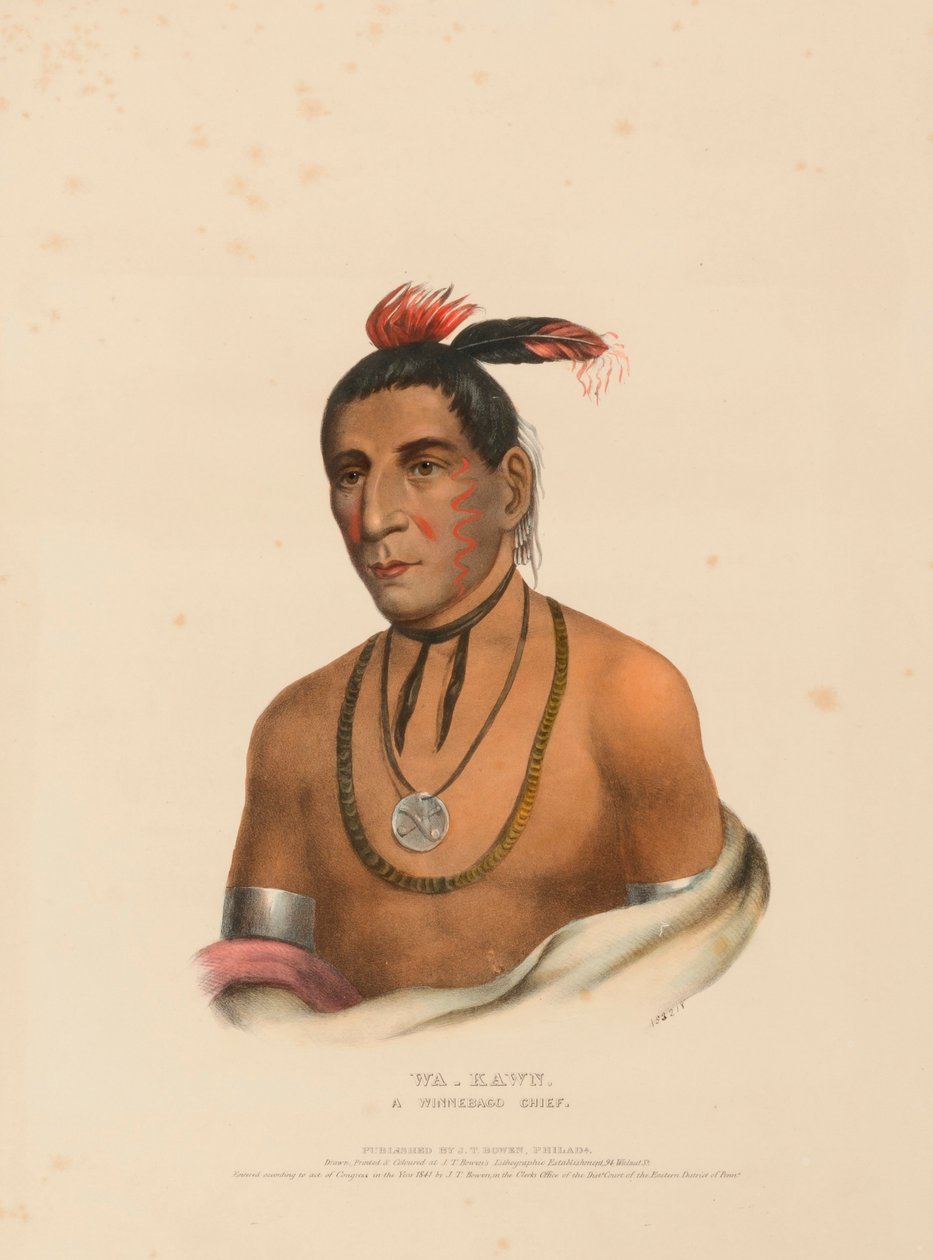 WA-KAWN, náčelník kmene WINNEBAGO, z knihy Dějiny indiánských kmenů Severní Ameriky. od Charles Bird King