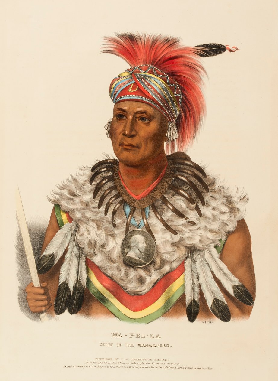 WA-PEL-LA. CHIEF MUSQUAKEES, z knihy Dějiny indiánských kmenů Severní Ameriky od Charles Bird King