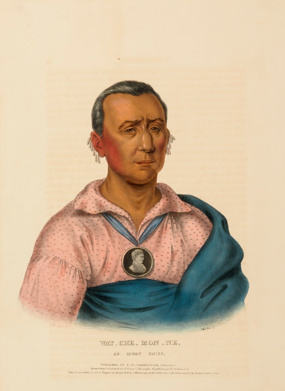 WAT-CHE-MON-NE, IOWAY CHIEF., z knihy Dějiny indiánských kmenů Severní Ameriky. od Charles Bird King