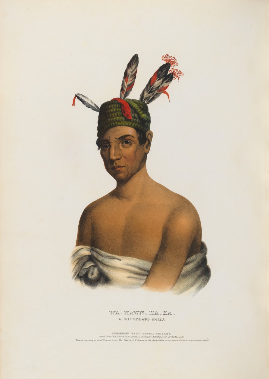 Wa-kawn-ha-ka - náčelník kmene Winnebago od Charles Bird King