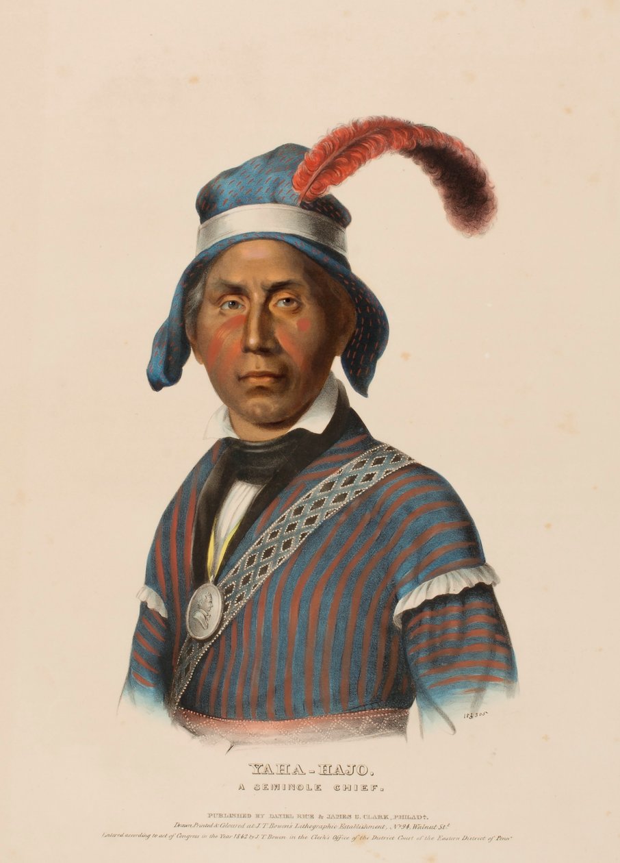 YAHA-HAJO. SEMINOLE CHIEF., z knihy Dějiny indiánských kmenů Severní Ameriky. od Charles Bird King